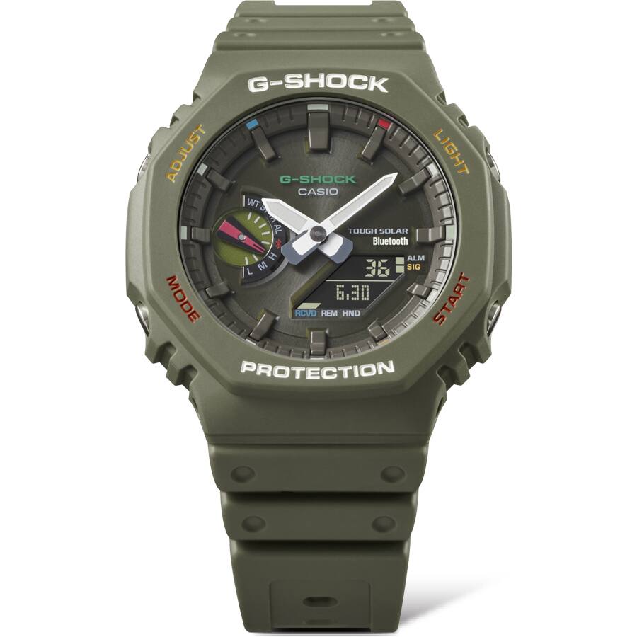 Casio G-Shock GA-B2100FC-3A Multicolour Accent Solar Bluetooth Watch – front detail