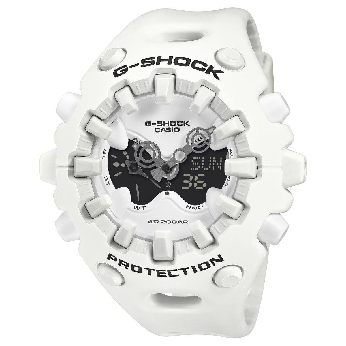 Casio G-Shock GA-V01-7ADR Solar Analog-Digital Watch – White – front view