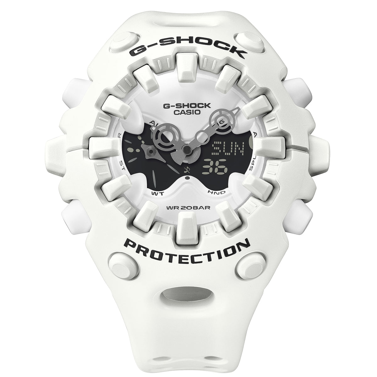 Casio G-Shock GA-V01-7ADR Solar Analog-Digital Watch – White – close-up