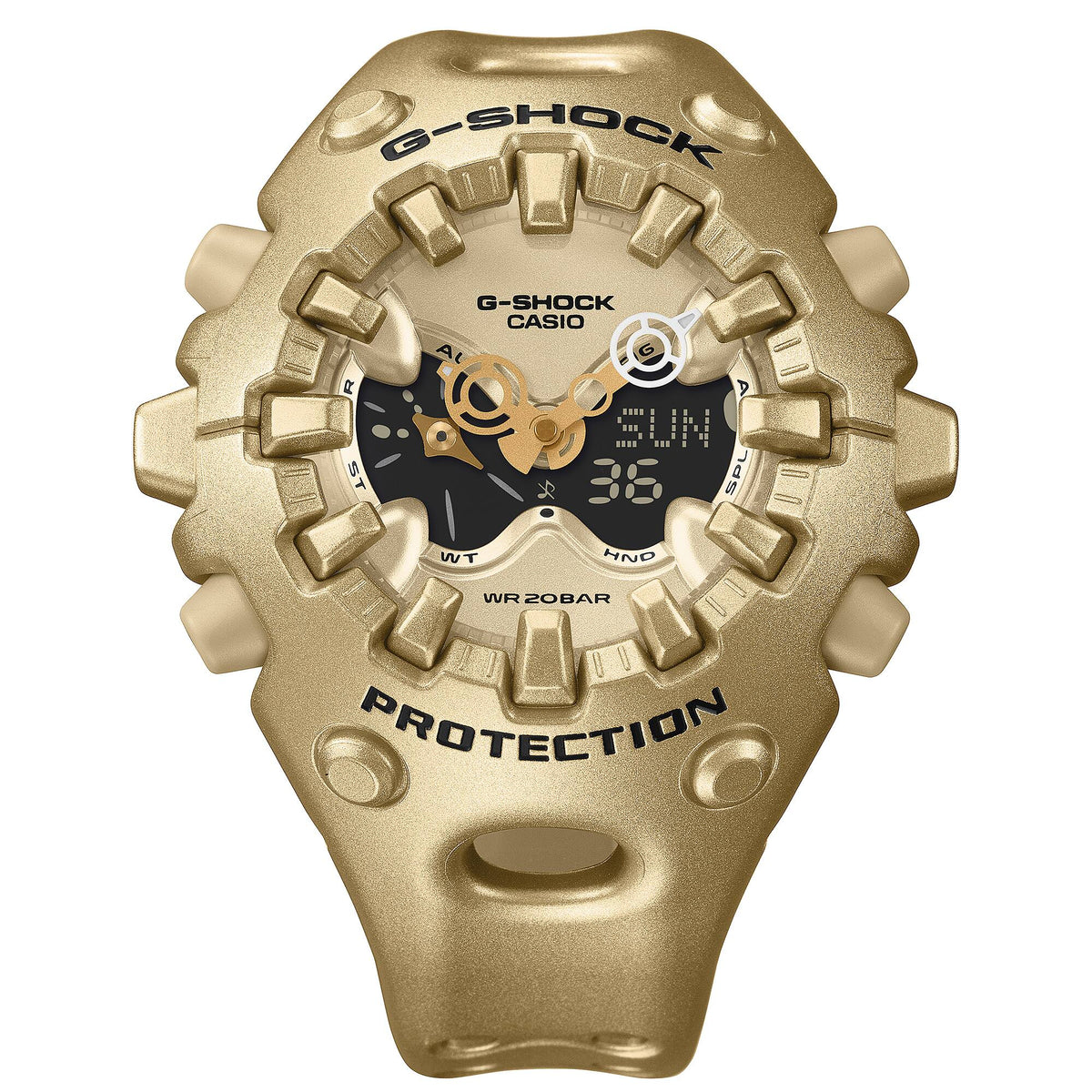 Casio G-Shock GA-V01A-9A Solar Analog-Digital Watch – Yellow – close-up