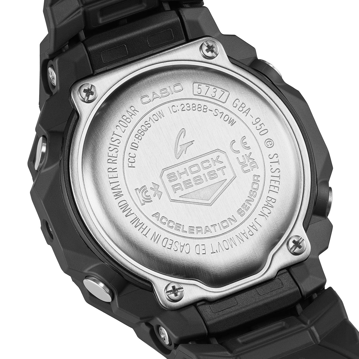 Casio G-Shock G-Squad GBA-950-1A4 Analog-Digital Running Watch – back engraving
