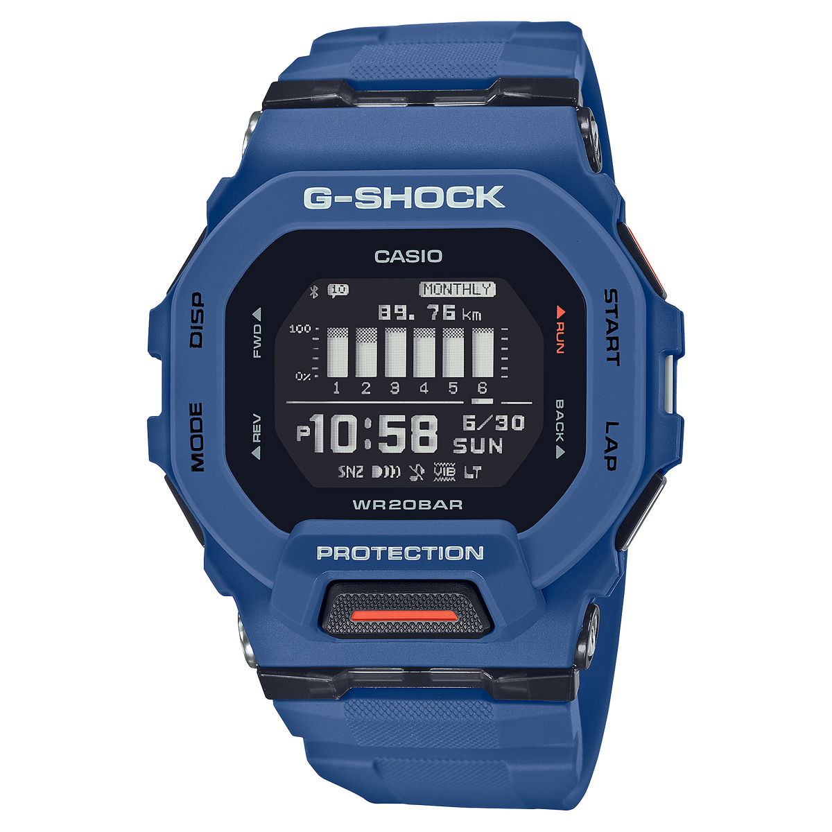 Casio G-Shock GBD-200-2DR Step Tracker Digital Watch – Blue – front view
