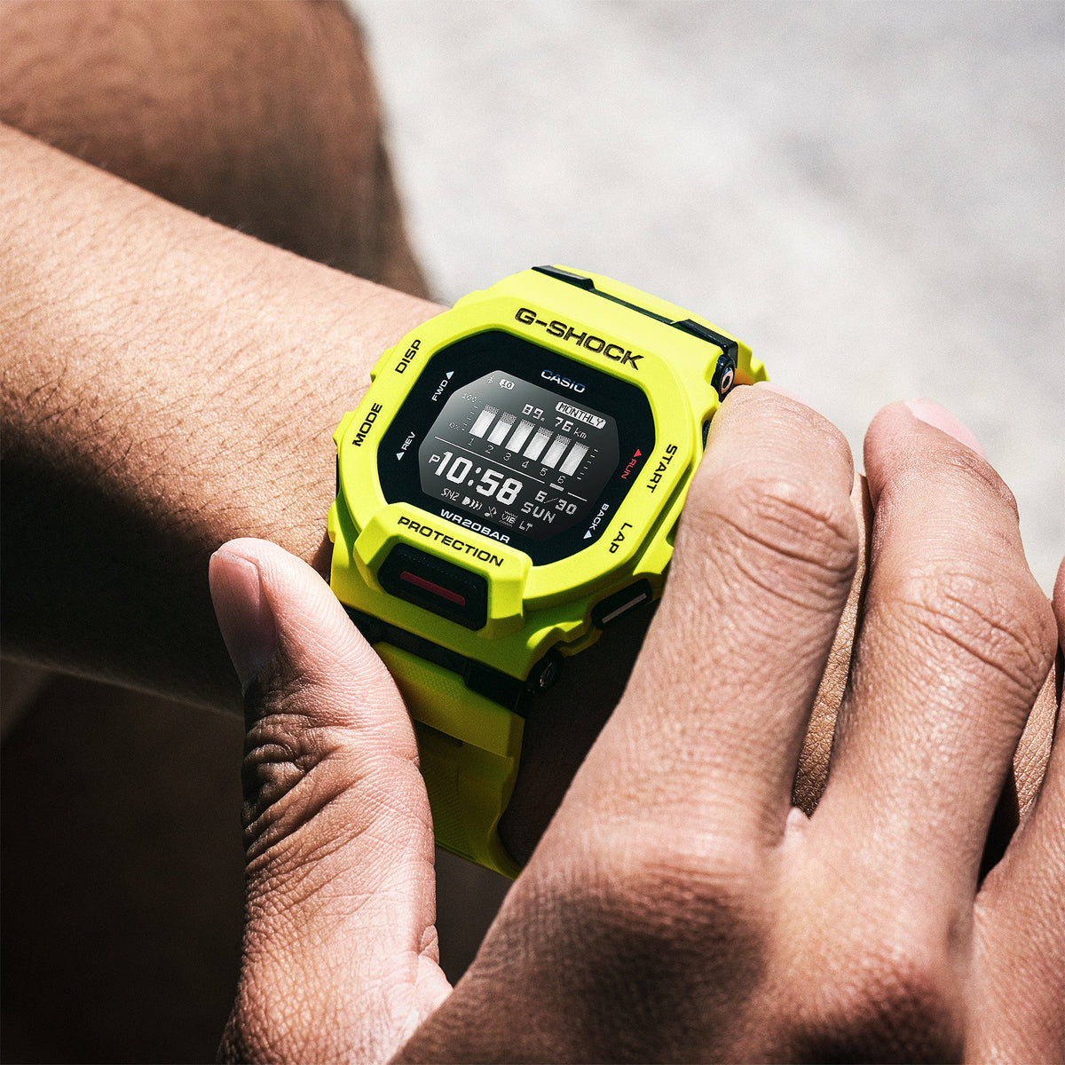 Casio G-Shock GBD-200-9DR Step Tracker Digital Watch – Black – on wrist