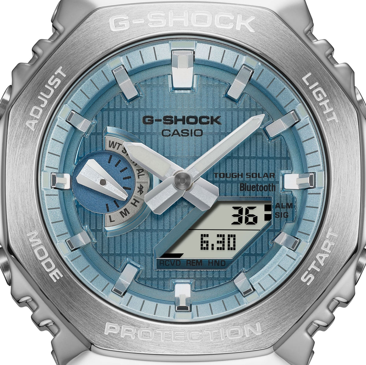 Casio G-Shock GBM-2100A-1A2DR Bluetooth Solar CasiOak Watch – Rose Gold – angle view