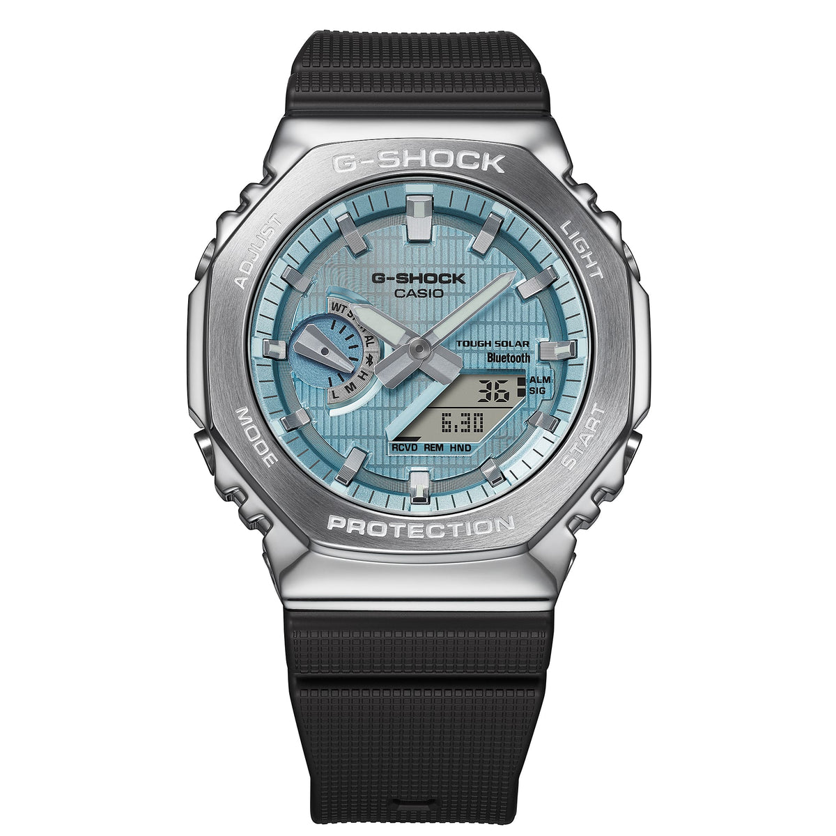 Casio G-Shock GBM-2100A-1A2DR Bluetooth Solar CasiOak Watch – Rose Gold – close-up