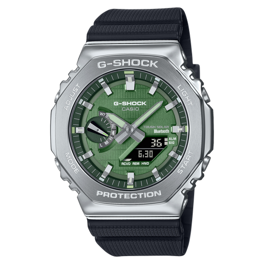 Casio G-Shock GBM-2100A-1A3DR Bluetooth Solar CasiOak Watch – Silver – front view