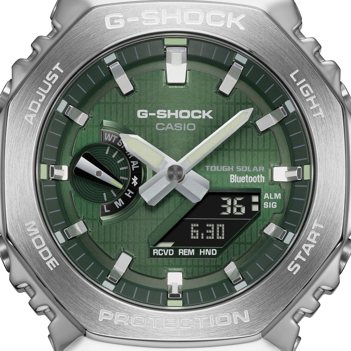 Casio G-Shock GBM-2100A-1A3DR Bluetooth Solar CasiOak Watch – Silver – angle view