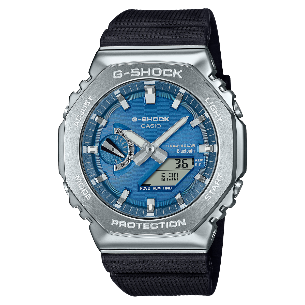 Casio G-Shock GBM-2100A-2B Bluetooth Solar CasiOak Watch – Blue – front view