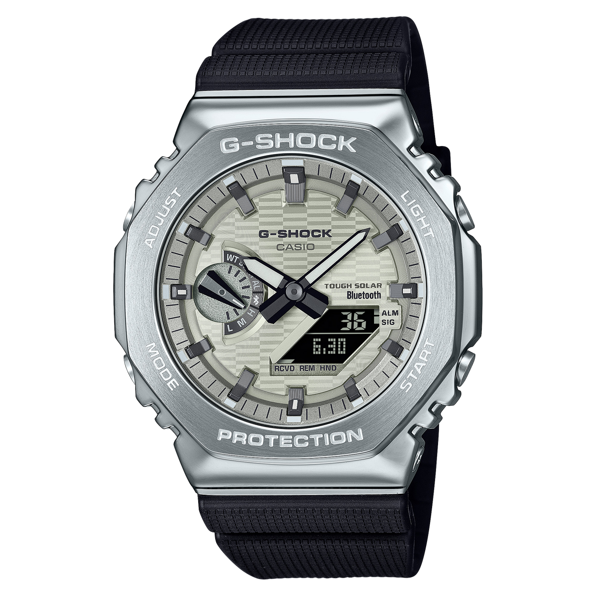 Casio G-Shock GBM-2100A-8B Bluetooth Solar CasiOak Watch – Black – front view