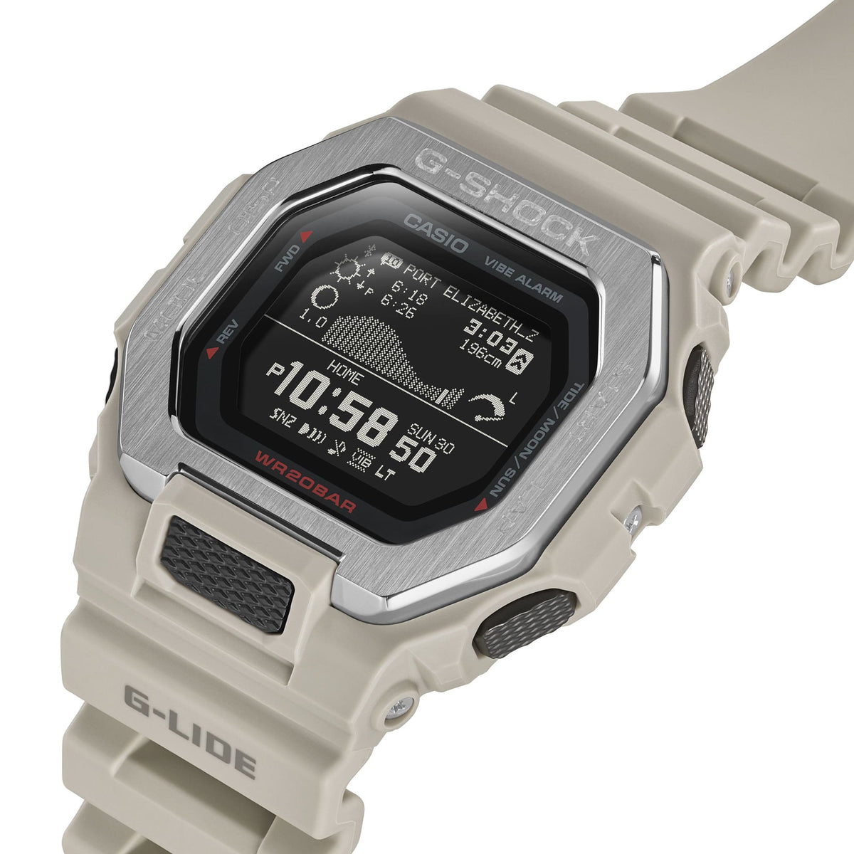 Casio G-Shock GBX-100-8DR G-Lide Tide Graph Bluetooth Watch – detail view