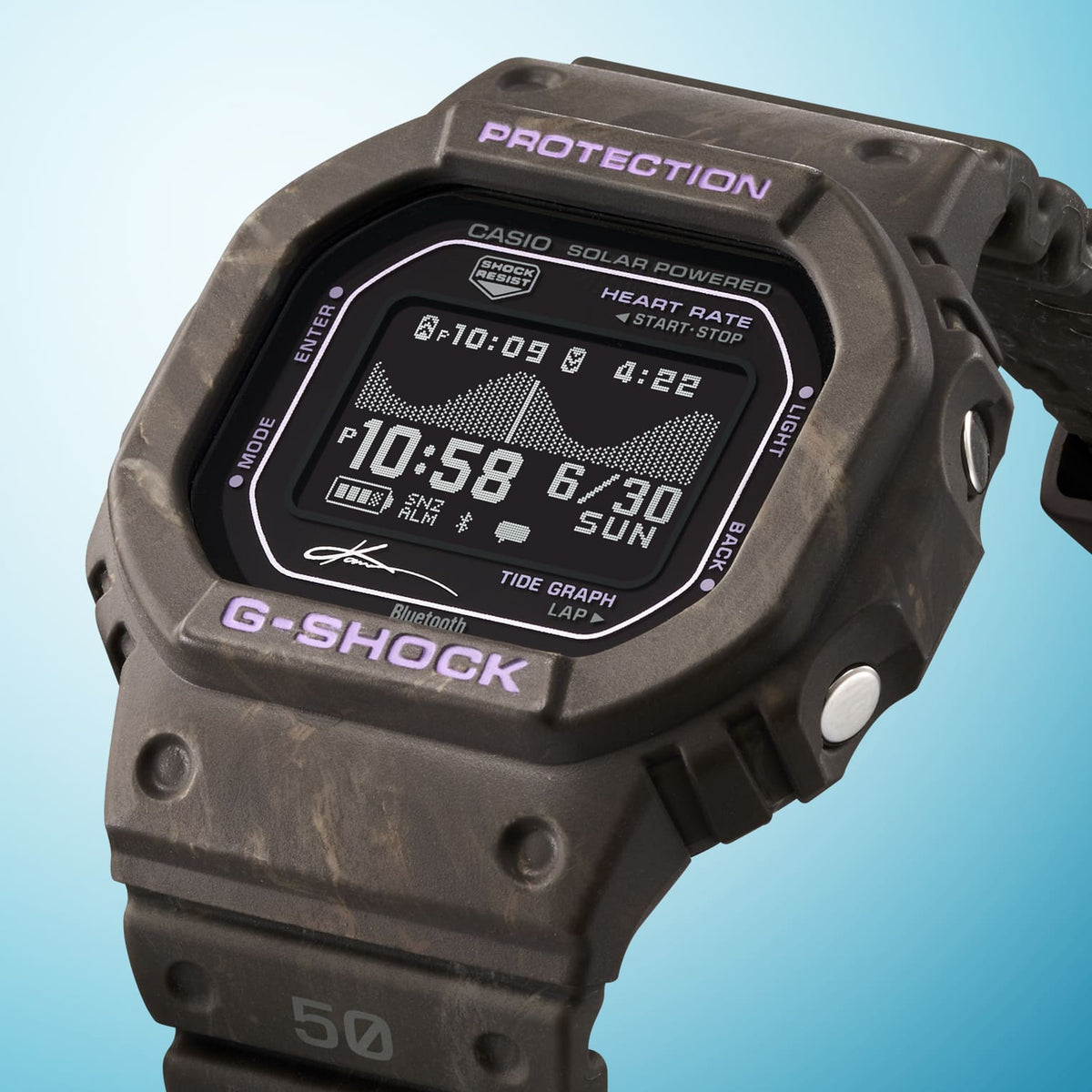 Casio G-Shock GBX-H5600KI-5DR G-Lide Heart Rate Solar Watch – colour detail