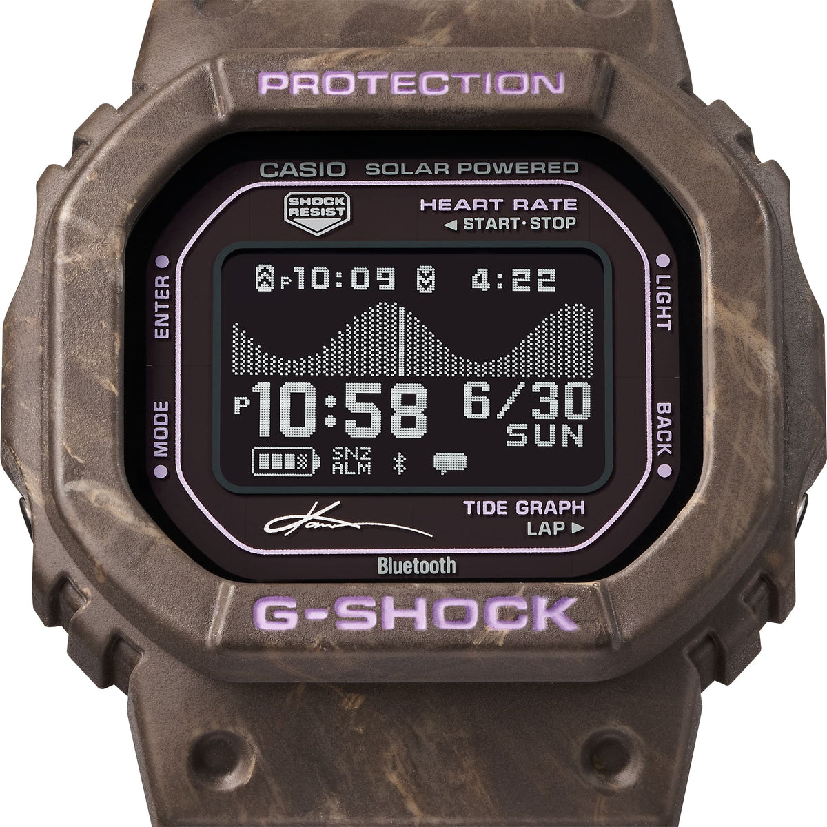 Casio G-Shock GBX-H5600KI-5DR G-Lide Heart Rate Solar Watch – display detail