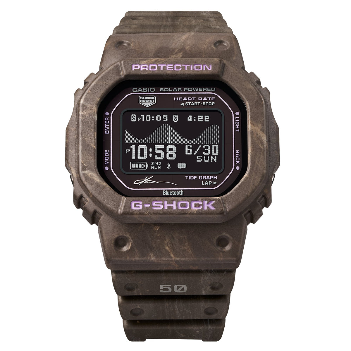 Casio G-Shock GBX-H5600KI-5DR G-Lide Heart Rate Solar Watch – front detail