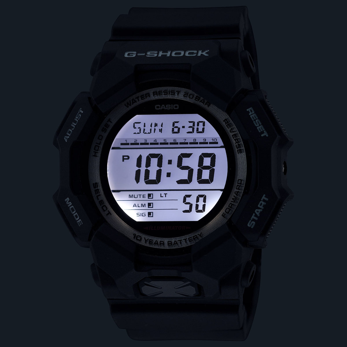 Casio G-Shock GD-010-1D Carbon Core Guard Digital Watch – Black – LED light
