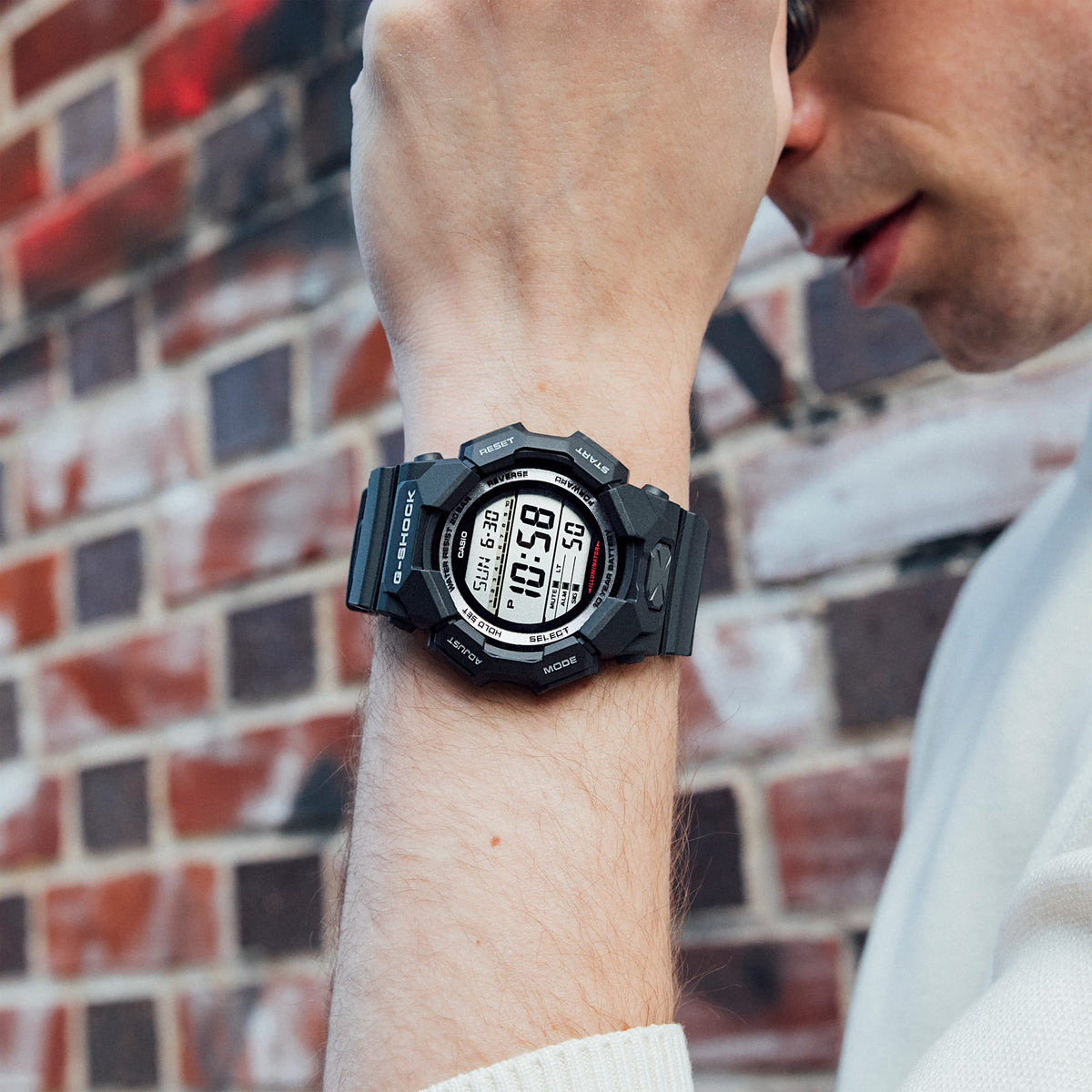 Casio G-Shock GD-010-1D Carbon Core Guard Digital Watch – Black – on wrist
