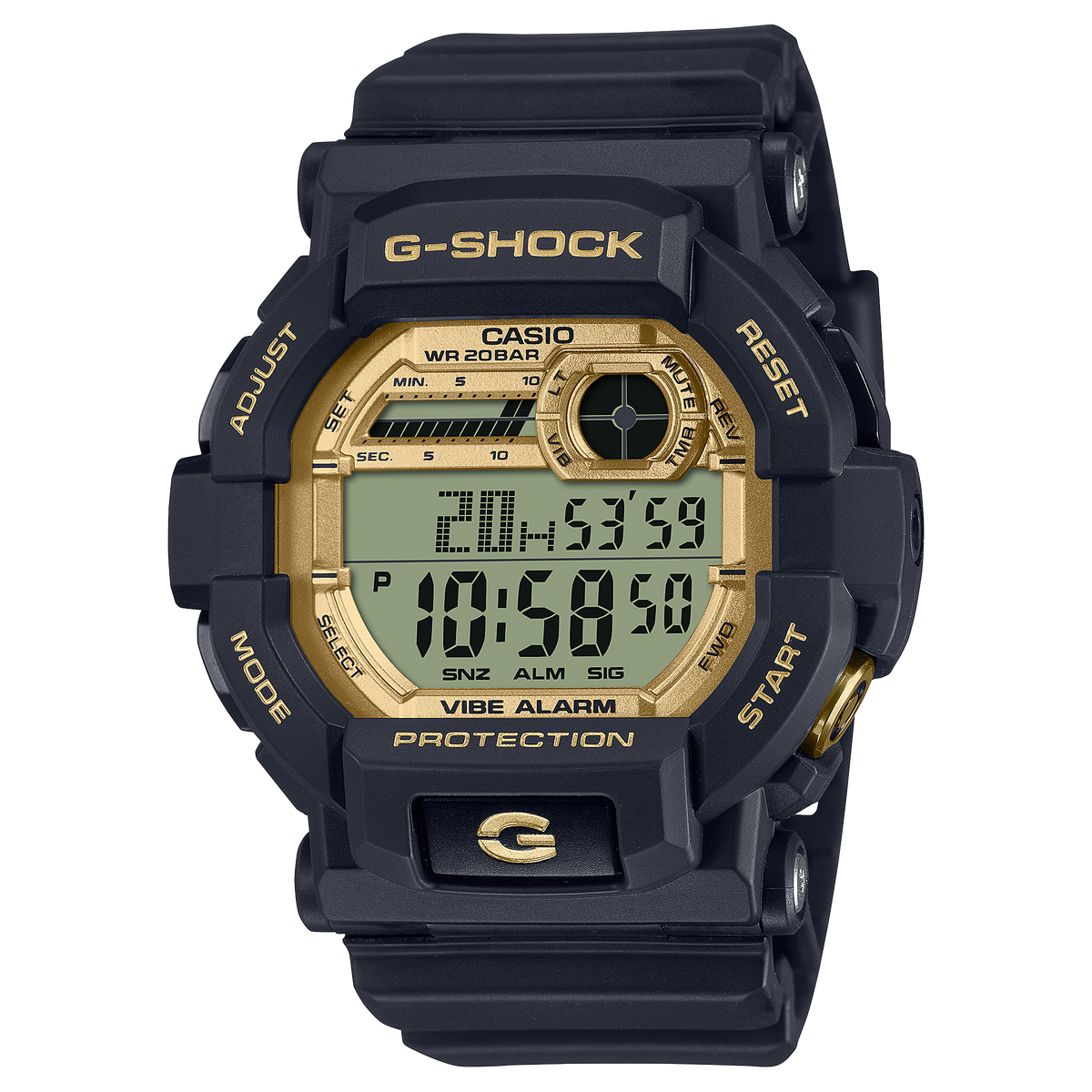Casio G-Shock GD-350GB-1DR Vibration Alarm Digital Watch – Black and Gold product photo