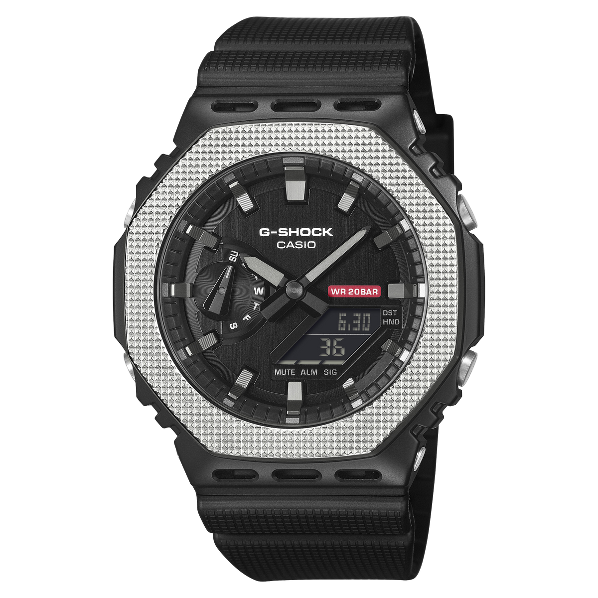 Casio G-Shock GM-2100BM-1A Metal Bezel CasiOak Watch – Black – front view