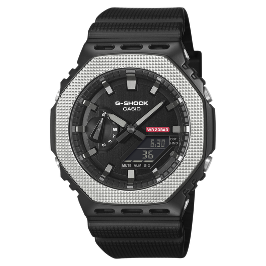 Casio G-Shock GM-2100BM-1A Metal Bezel CasiOak Watch – Black – front view