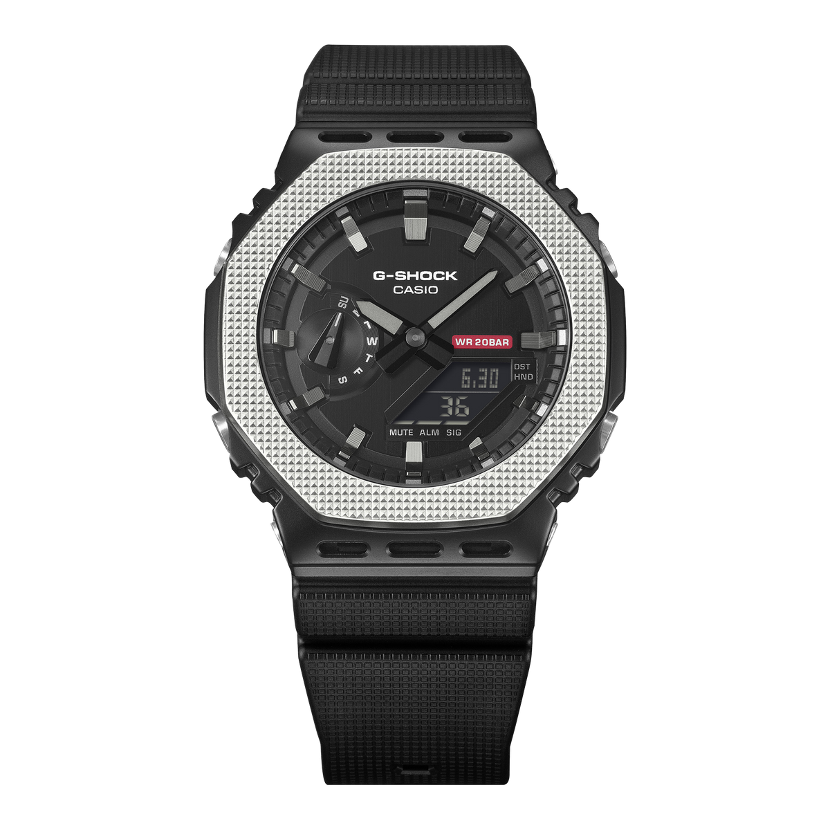 Casio G-Shock GM-2100BM-1A Metal Bezel CasiOak Watch – Black – angle view