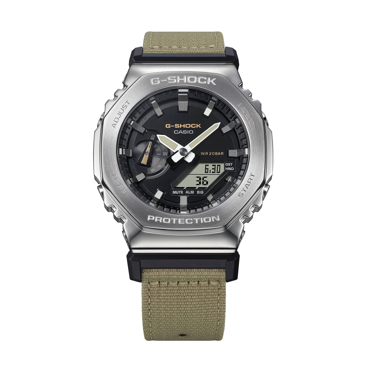 Casio G-Shock GM-2100C-5A Metal Bezel CasiOak Watch – Caramel Brown – close-up