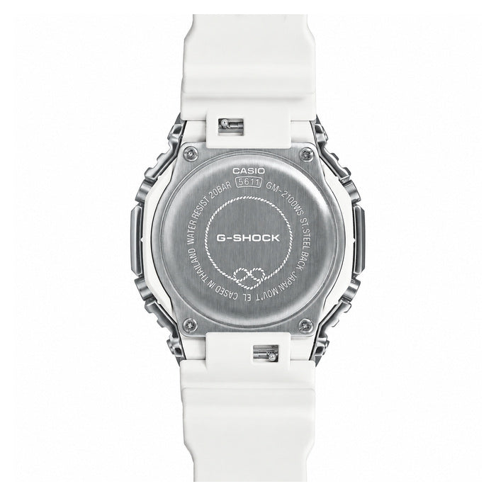 Casio G-Shock GM-2100WS-7ADR Metal Bezel CasiOak Watch – White Silver