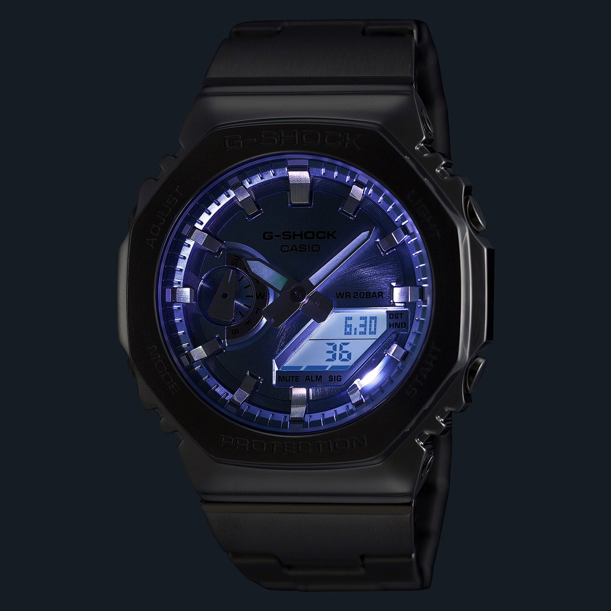 Casio G-Shock GM-2110D-2ADR Metal Bezel Analog-Digital Watch – LED light