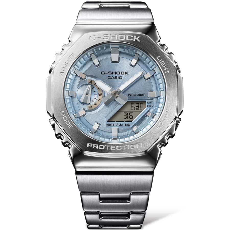 Casio G-Shock GM-2110D-2ADR Metal Bezel Analog-Digital Watch – close-up