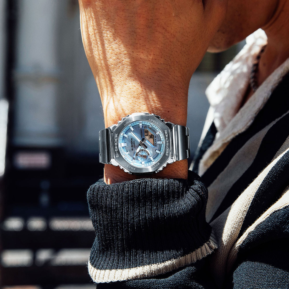 Casio G-Shock GM-2110D-2ADR Metal Bezel Analog-Digital Watch – on wrist
