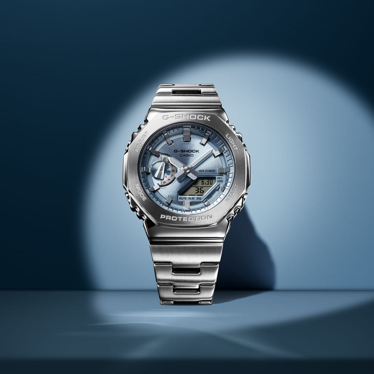 Casio G-Shock GM-2110D-2ADR Metal Bezel Analog-Digital Watch – angle view