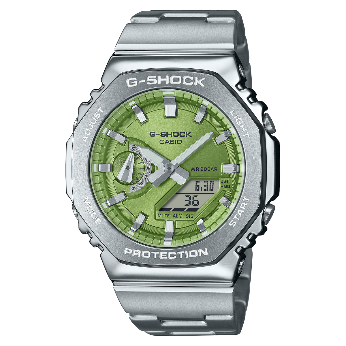 Casio G-Shock GM-2110D-3ADR Metal Bezel Analog-Digital Watch – Gunmetal – front view