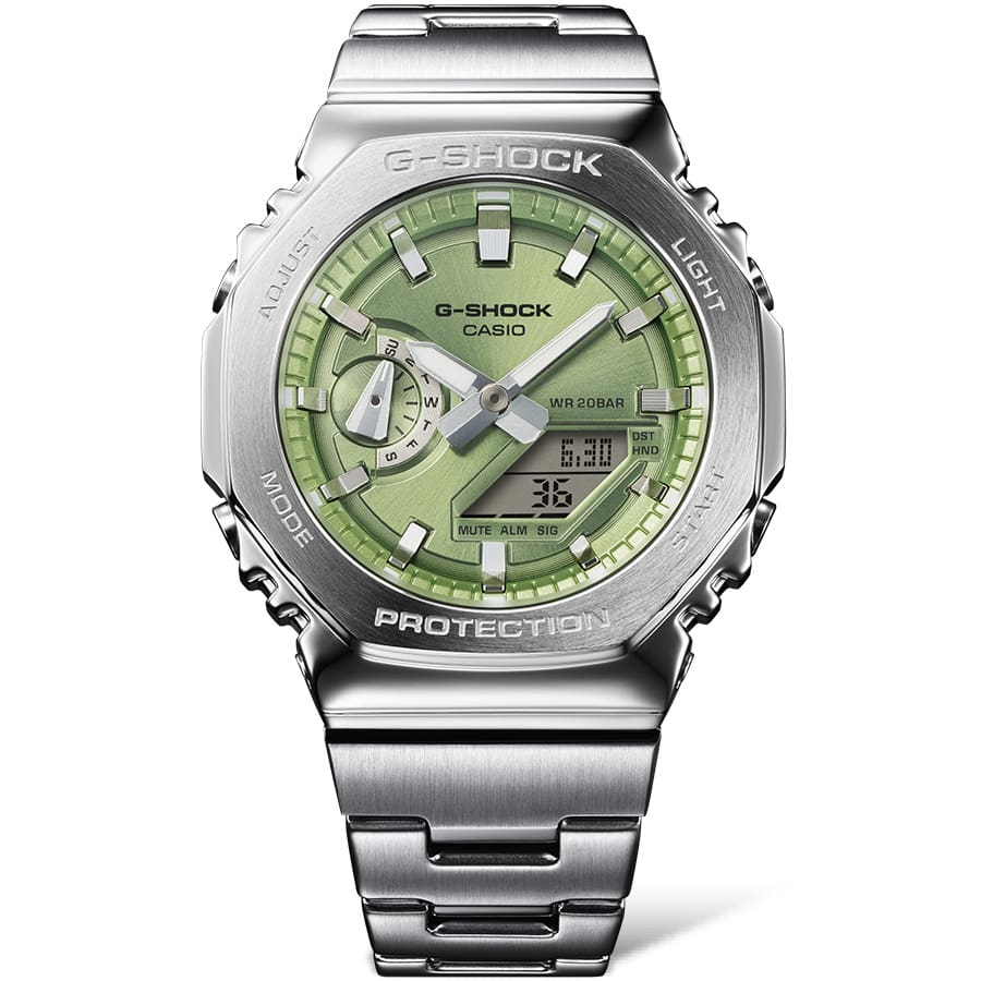 Casio G-Shock GM-2110D-3ADR Metal Bezel Analog-Digital Watch – Gunmetal – close-up