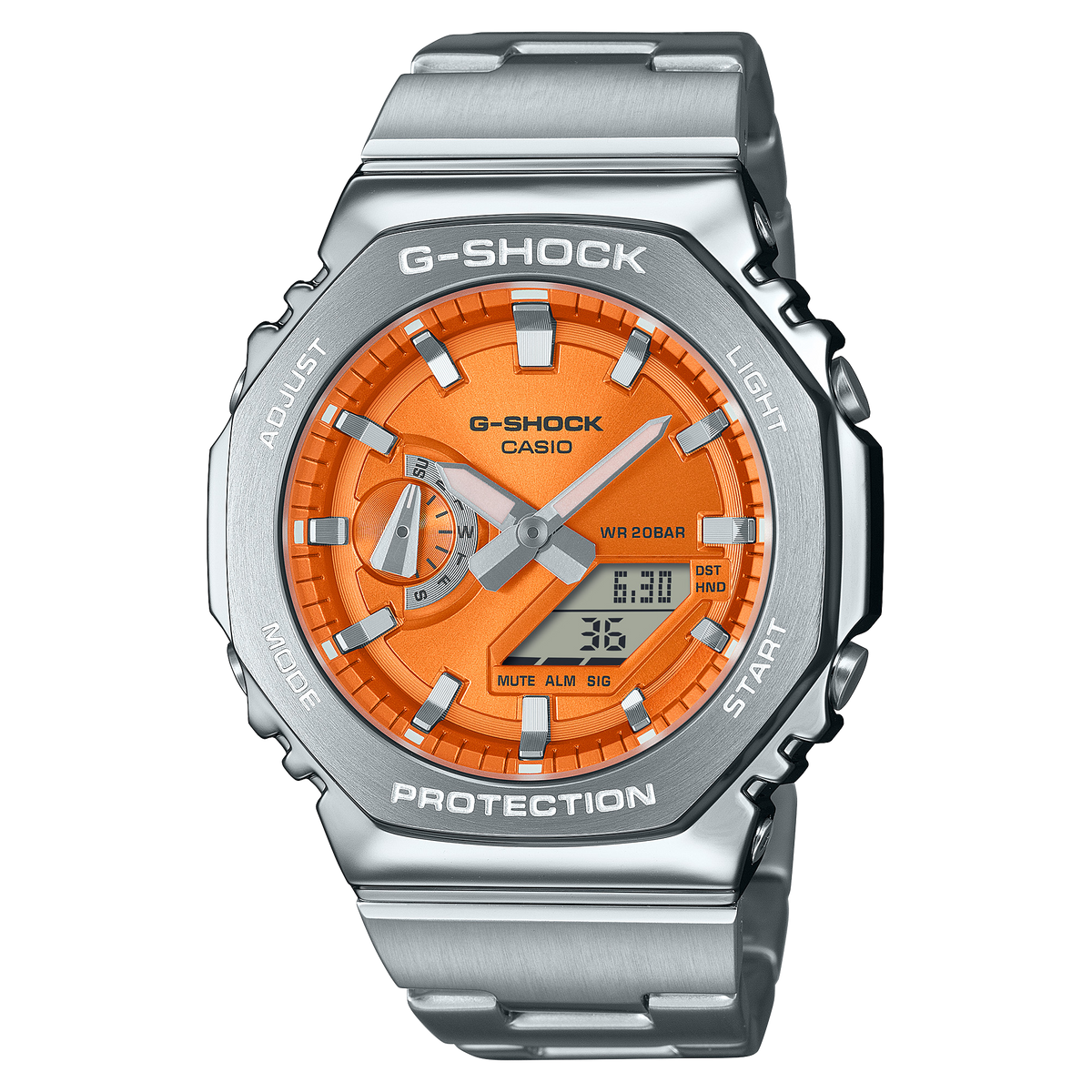 Casio G-Shock GM-2110D-4ADR Metal Bezel Analog-Digital Watch – Gold – front view