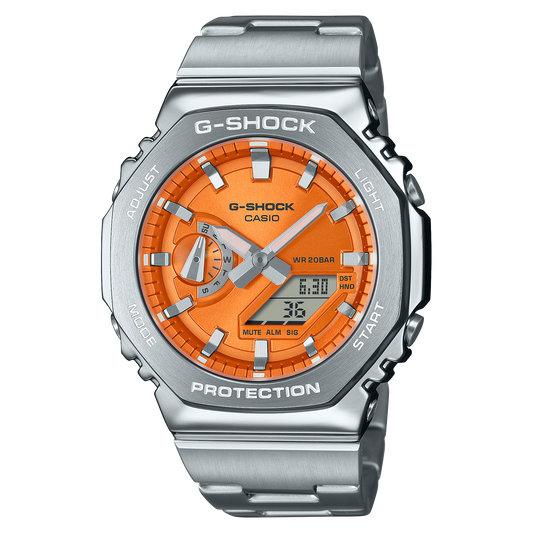 Casio G-Shock GM-2110D-4ADR Metal Bezel Analog-Digital Watch – Gold – front view