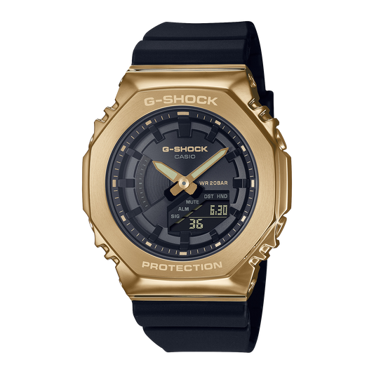 Casio G-Shock GM-S2100GB-1ADR Gold Accent Watch – Black – front view