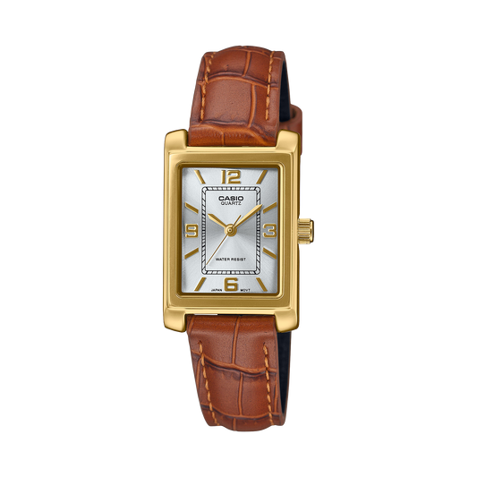 Casio LTP-1234GLL-7ADF Women's Classic Leather Watch – Gold White – front view