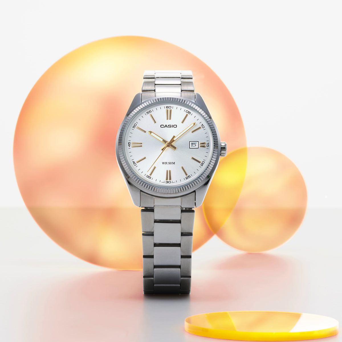 Casio MTP-1302D-7A2VDF Analog Watch – Silver Blue – angle view