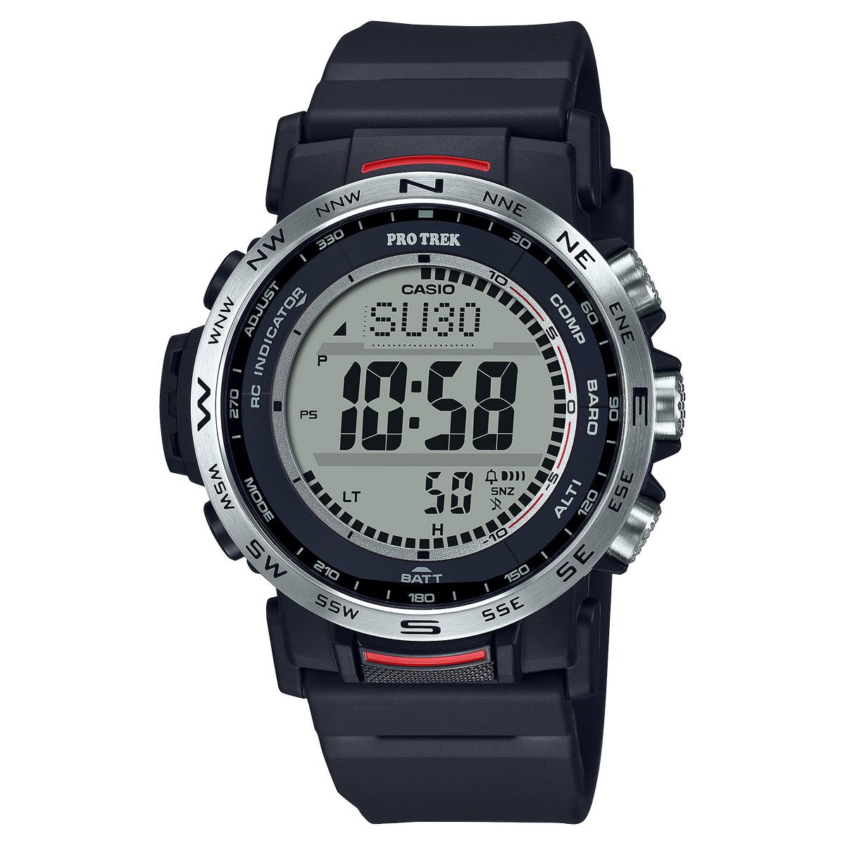 Casio Pro Trek PRW-35-1ADR Triple Sensor Solar Multiband Watch – Black – front view