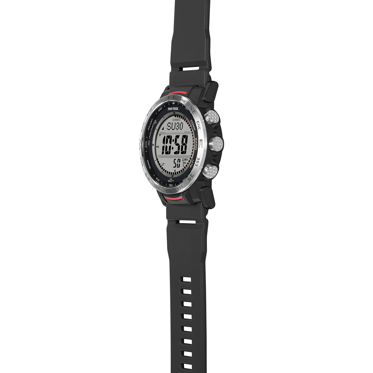 Casio Pro Trek PRW-35-1ADR Triple Sensor Solar Multiband Watch – Black – angle view