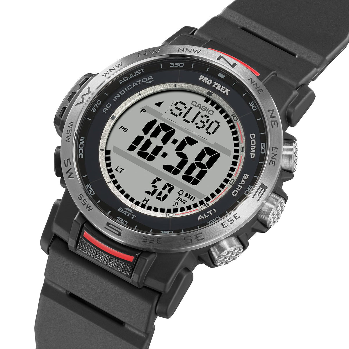 Casio Pro Trek PRW-35-1ADR Triple Sensor Solar Multiband Watch – Black – side view
