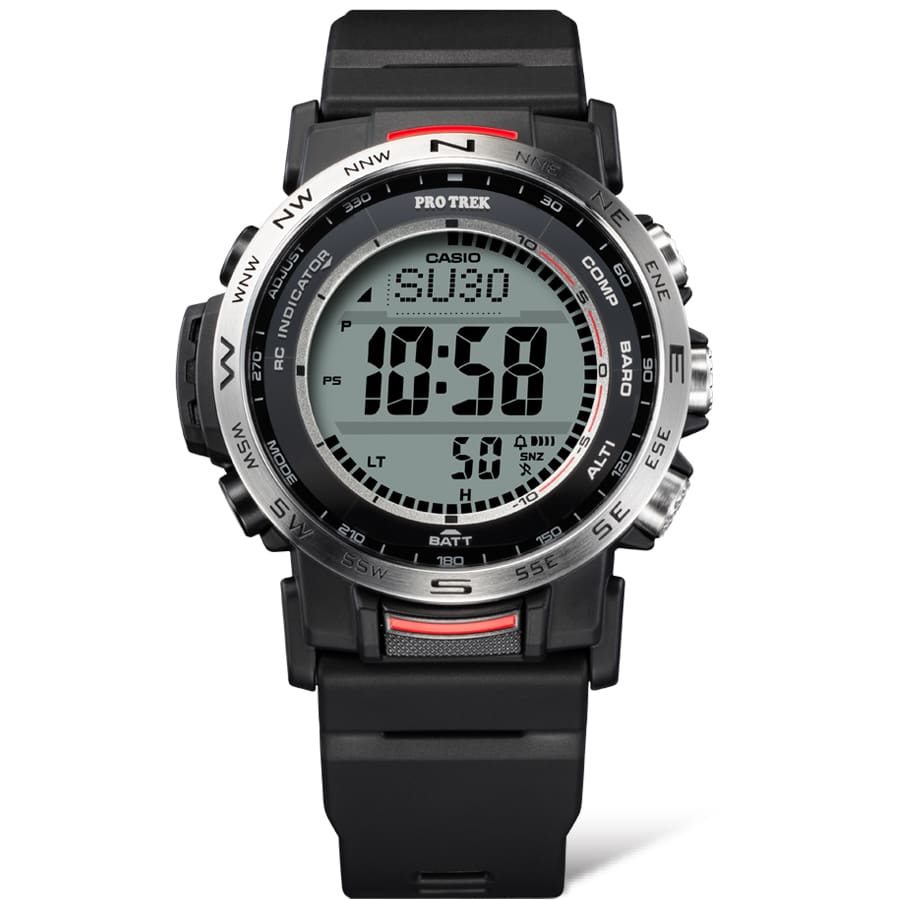 Casio Pro Trek PRW-35-1ADR Triple Sensor Solar Multiband Watch – Black – dial close-up