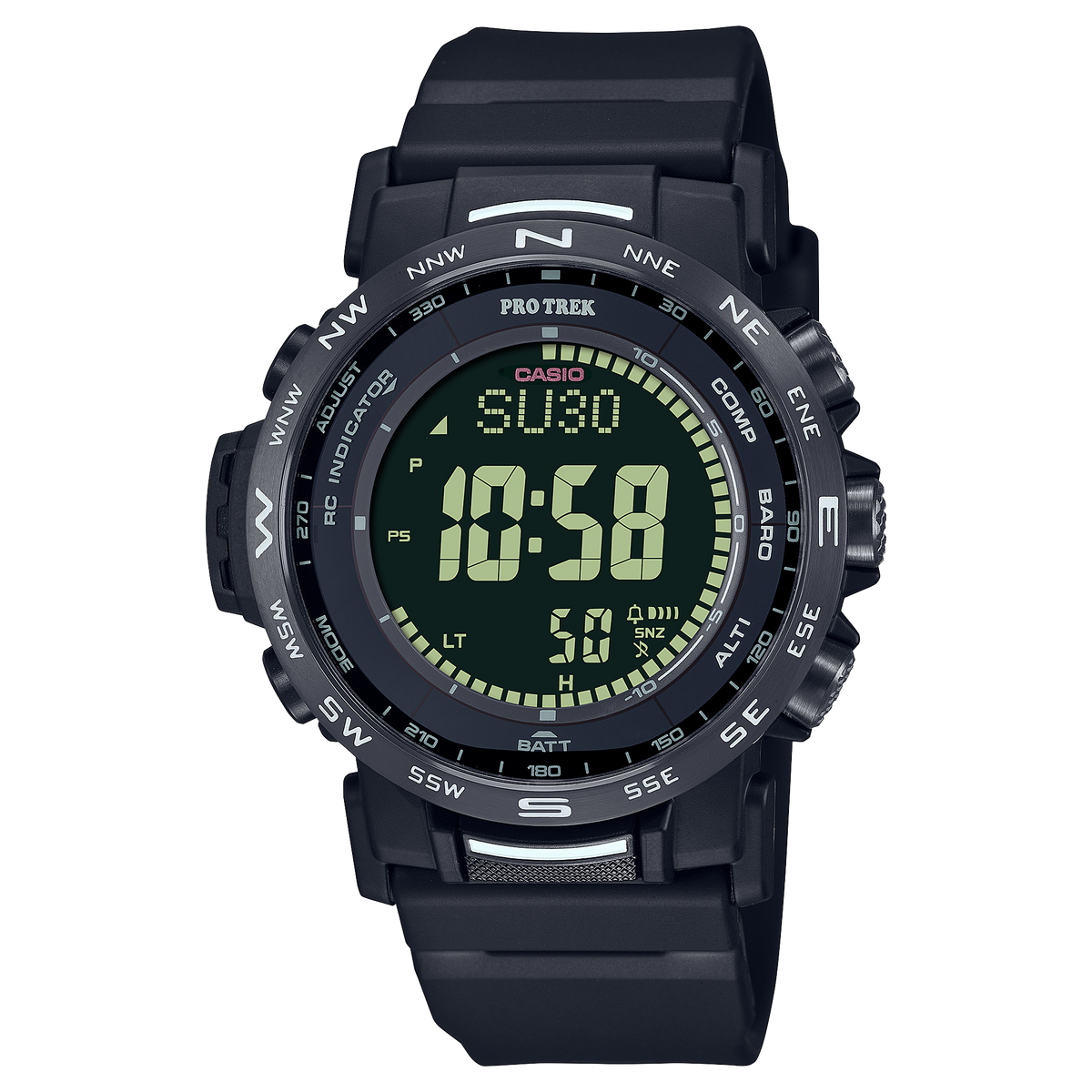 Casio Pro Trek PRW-35Y-1BDR Triple Sensor Solar Multiband Watch – Yellow – front view