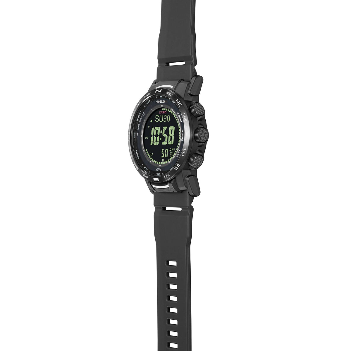 Casio Pro Trek PRW-35Y-1BDR Triple Sensor Solar Multiband Watch – Yellow – angle view