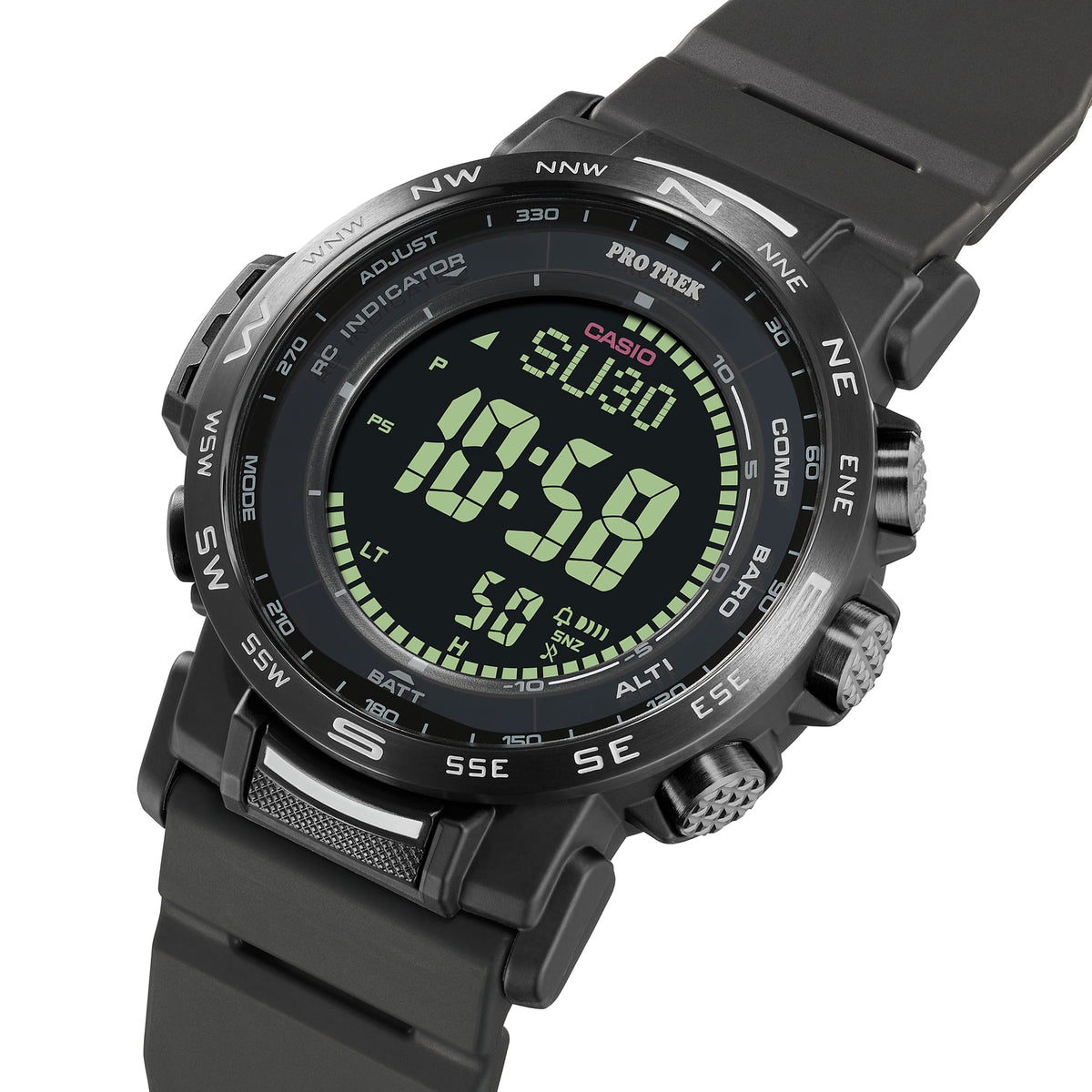 Casio Pro Trek PRW-35Y-1BDR Triple Sensor Solar Multiband Watch – Yellow – side view